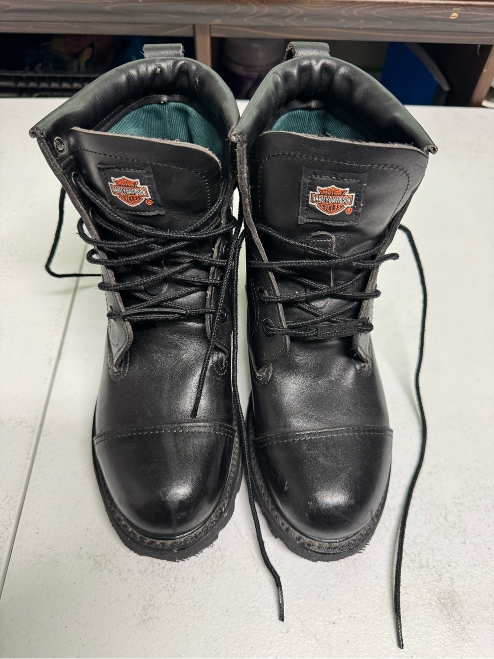 Harley-Davidson Black Leather Lace-Up Motorcycle Boots